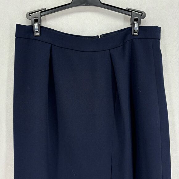 J. Crew Womens Size 6 Navy Pencil Skirt Back Slit Pleated Front Zip Back - Picture 4 of 10